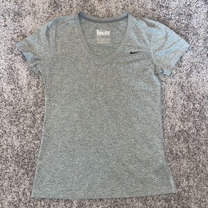 Women's Nike Dri- Fit V-neck Gray Regular Fit Short Sleeve Shirt